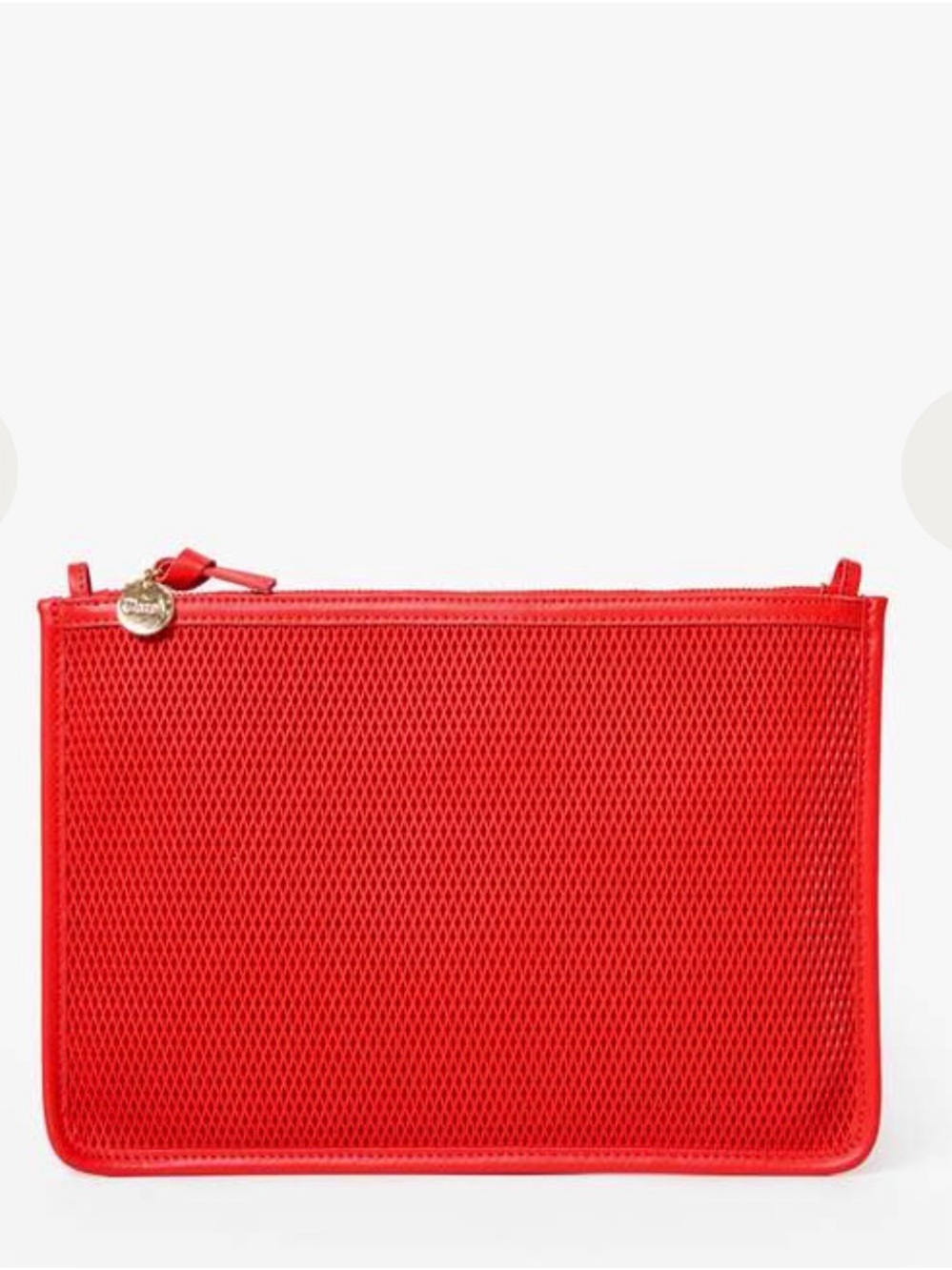 Clare V Flat Clutch W/Tabs - Diamond Perf Bright Poppy NWT